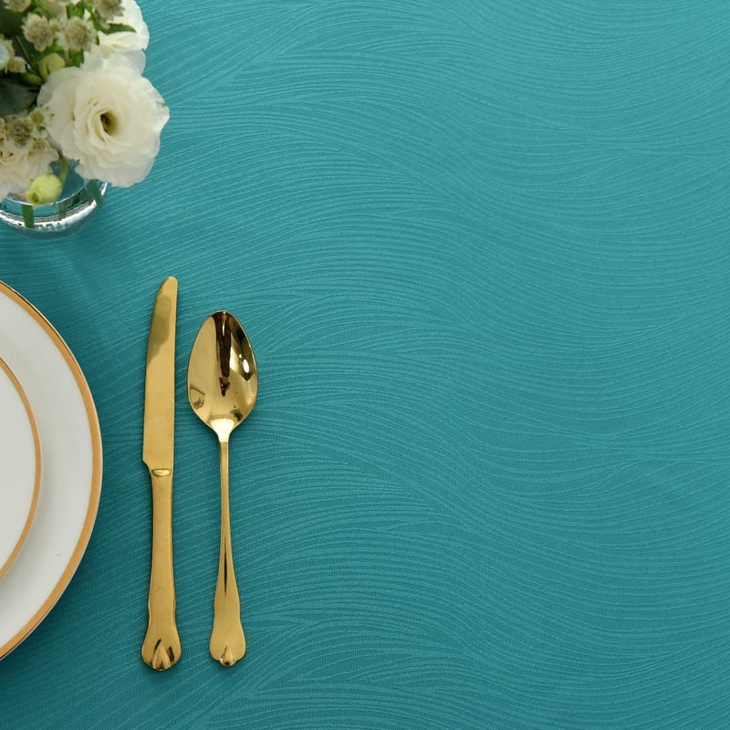 maxmill Jacquard Table Cloth Swirl Design Water Resistant Wrinkle Resistance Water Proof Heavy Weight Soft Tablecloth for Kitchen Dinning Tabletop Decoration Oblong 60 x 140 Inch Teal - Image 3